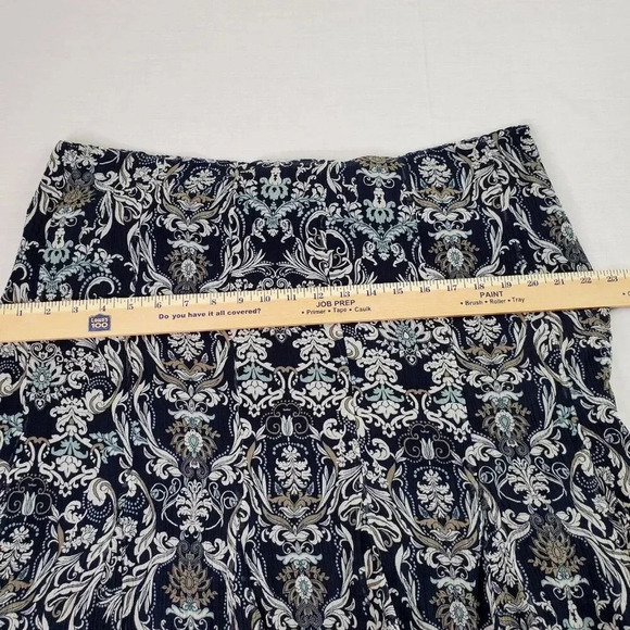 Pendleton Skirt Women 18 Blue Floral Lined A-Line Flowy Crinkle Silk Overlay - Picture 12 of 16